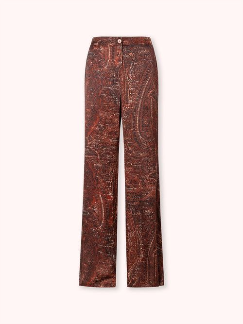PANTALÓN SATINADO ESTAMPADO BURDEOS