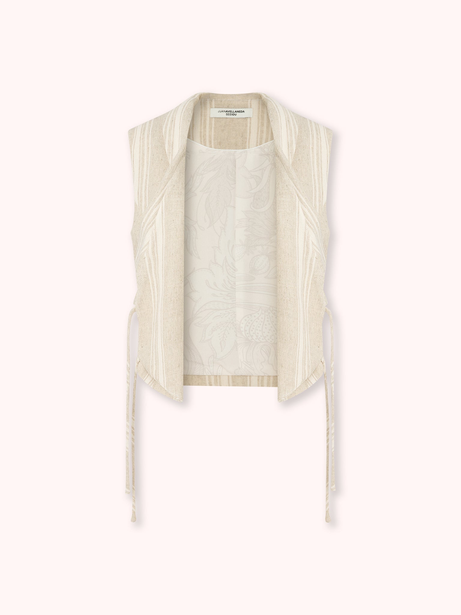 PRE-ORDER CHALECO CRUZADO DE RAYAS CRUDO