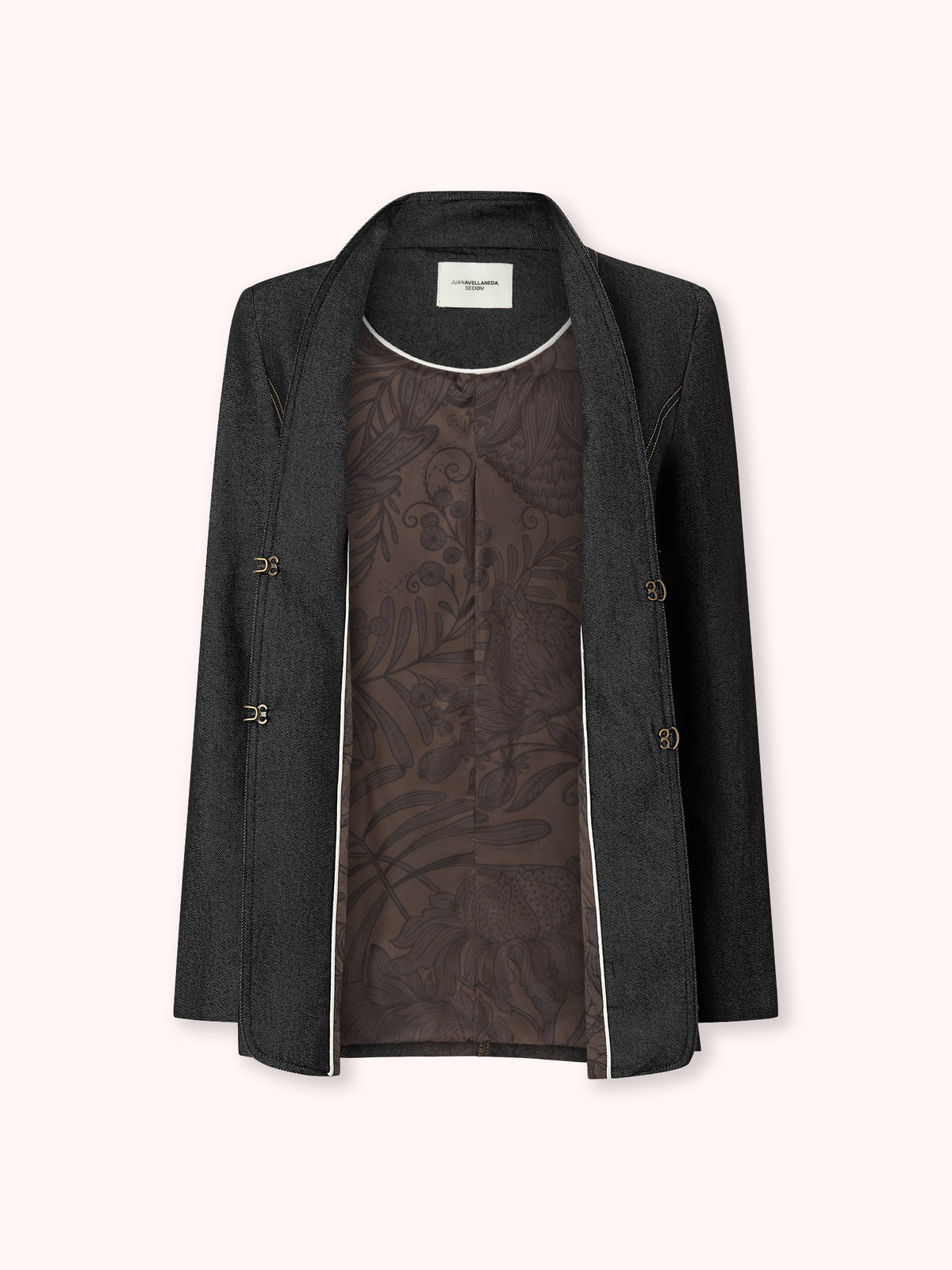 CHAQUETA DENIM CON COSTURAS VISTAS EN NEGRO