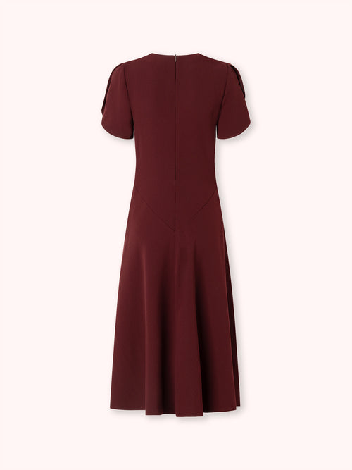 VESTIDO MIDI NUDO BURDEOS