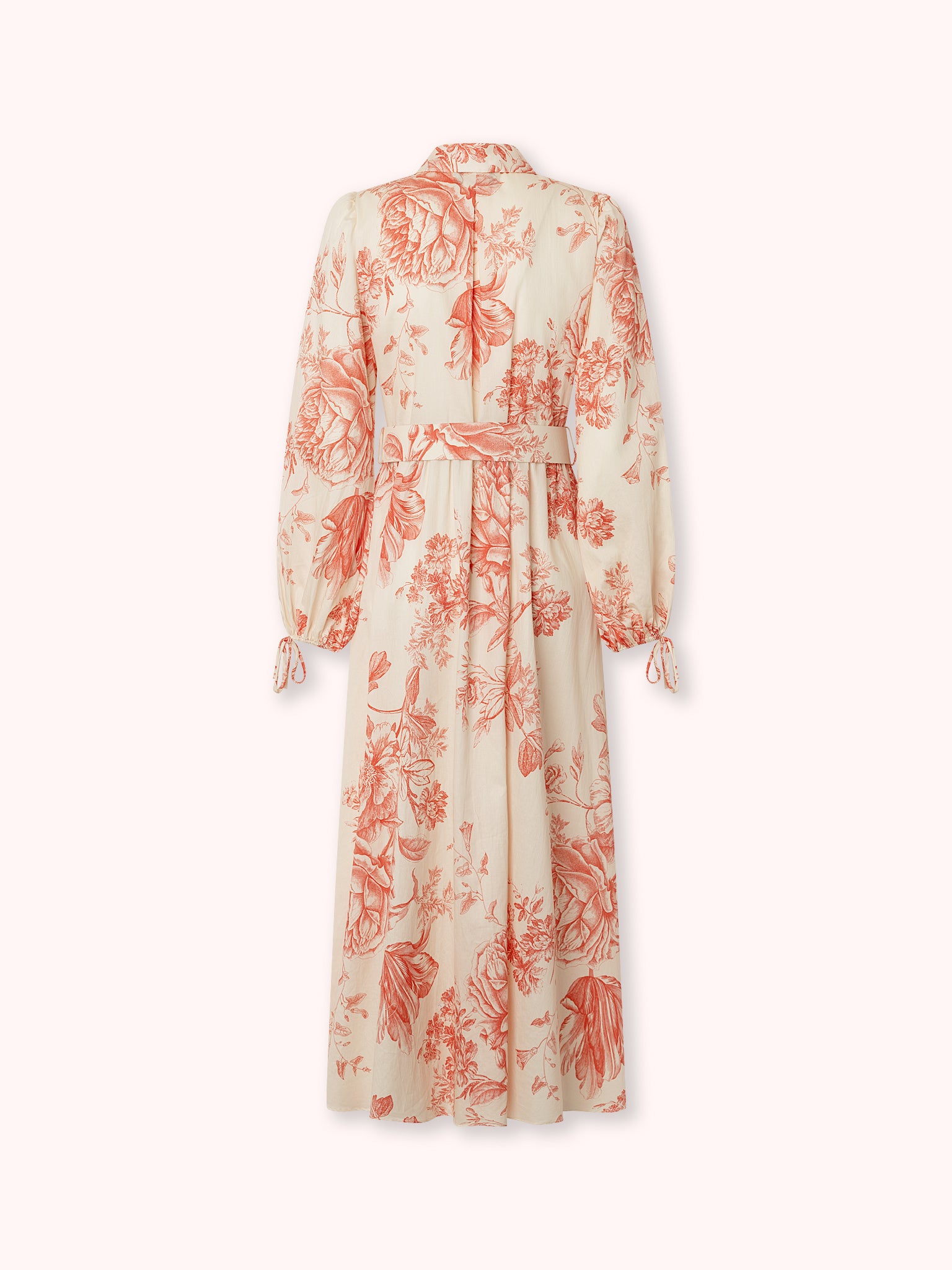 VESTIDO CAMISERO CON CINTURÓN ESTAMPADO ROSA