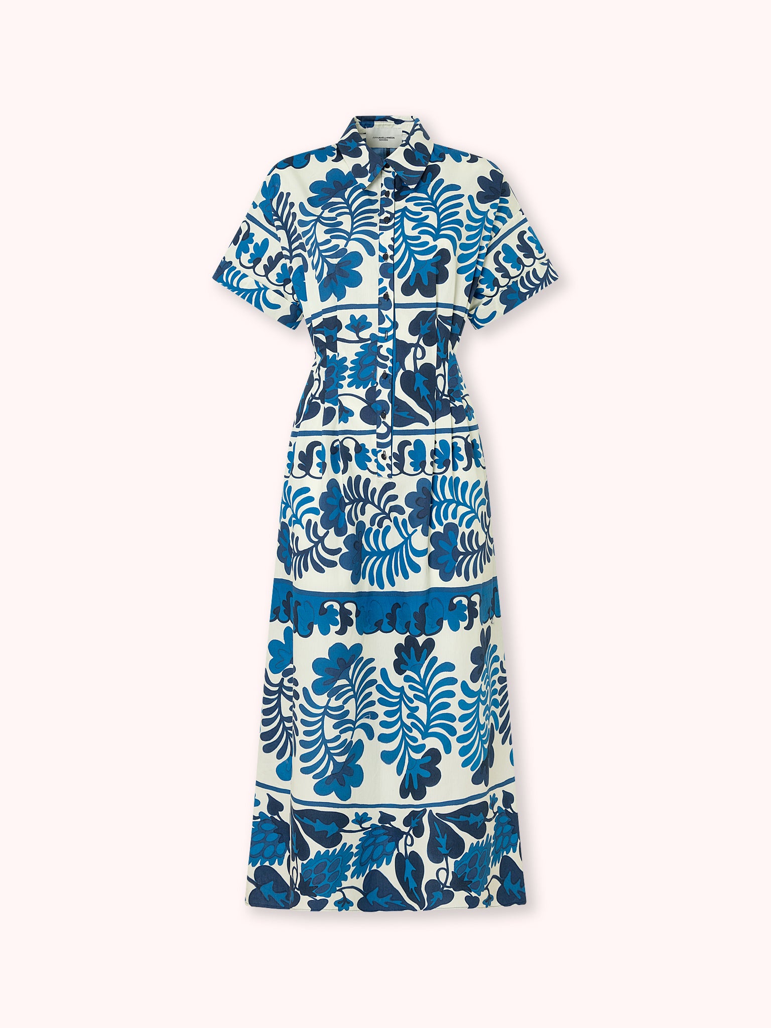 VESTIDO MIDI CAMISERO ESTAMPADO AZUL