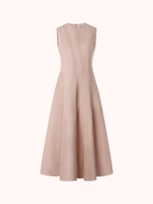 PREVENTA VESTIDO MIDI DENIM CON COSTURAS VISTAS ROSA