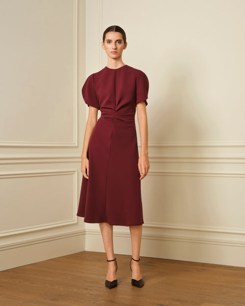 VESTIDO MIDI NUDO BURDEOS