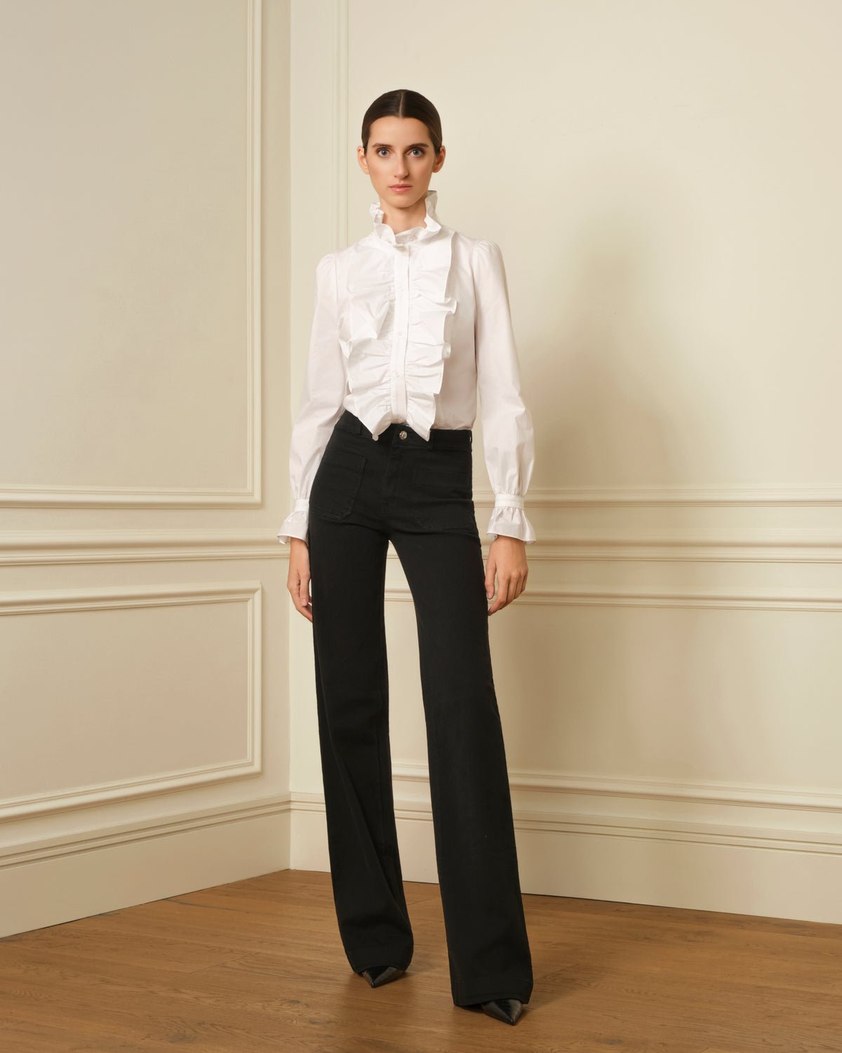 CAMISA DE VOLANTES BLANCA