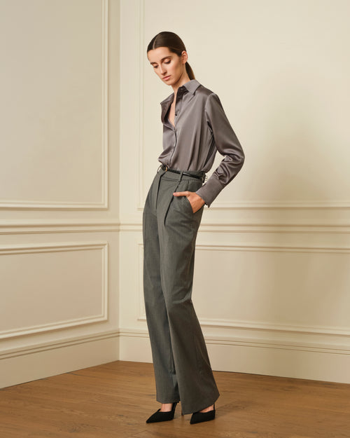 CAMISA SATINADA GRIS