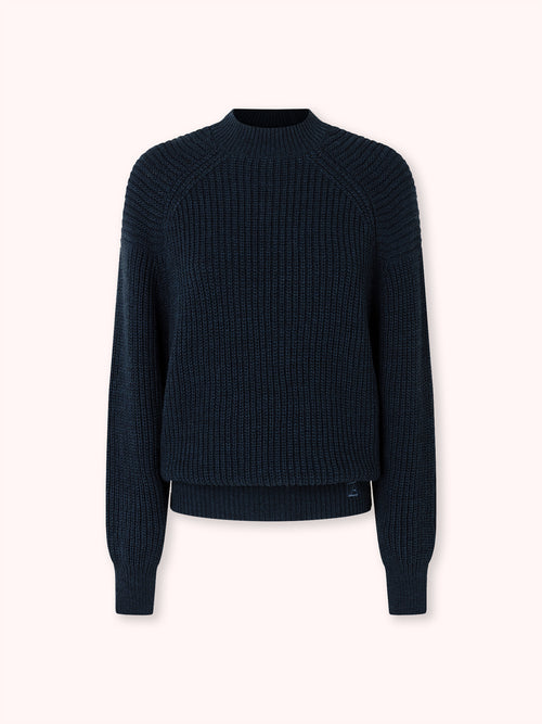 SUÉTER CUELLO CAJA CALADO AZUL