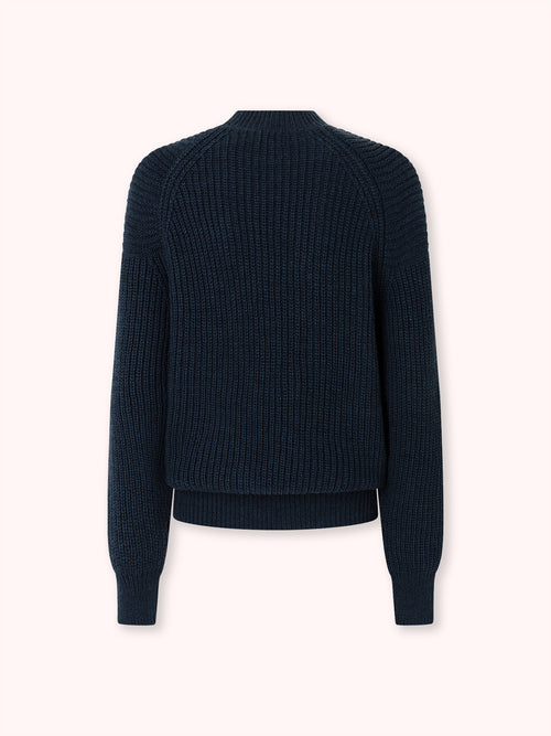 SUÉTER CUELLO CAJA CALADO AZUL