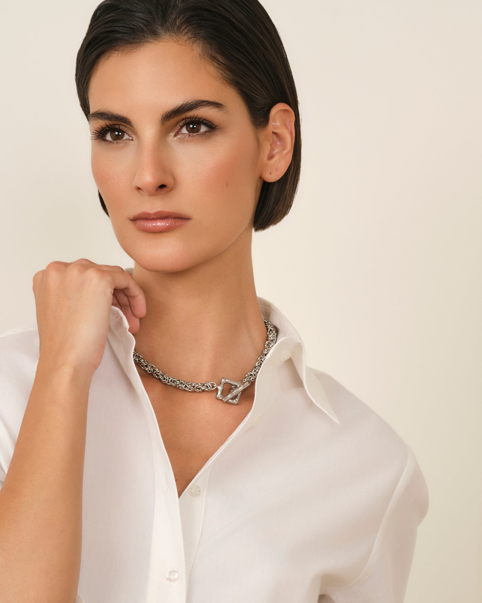 COLLAR CROCHET CON CIERRE BAMBOO PLATEADO