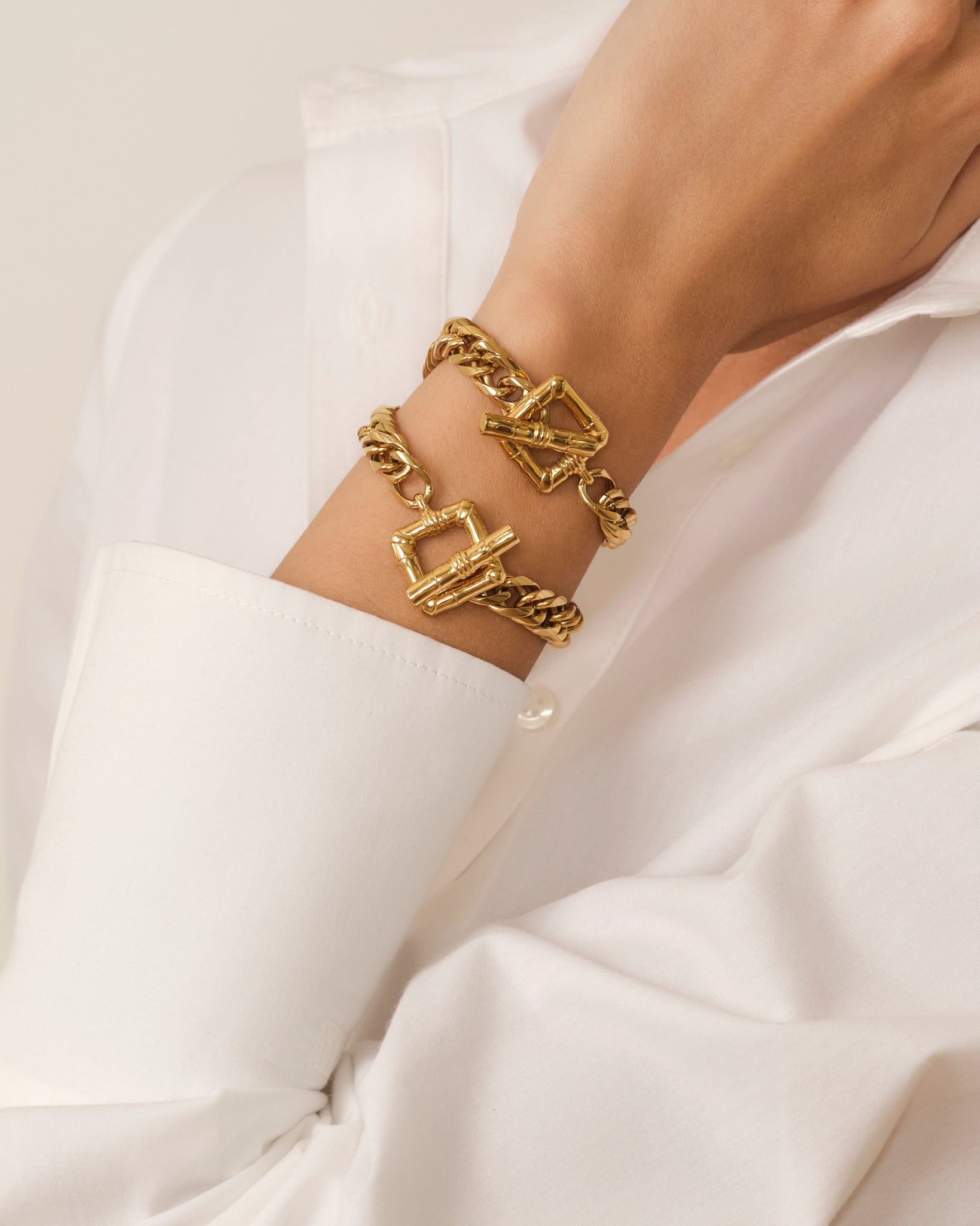 PULSERA CON CIERRE BAMBOO DORADO