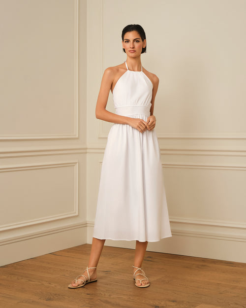 VESTIDO MIDI HALTER BLANCO