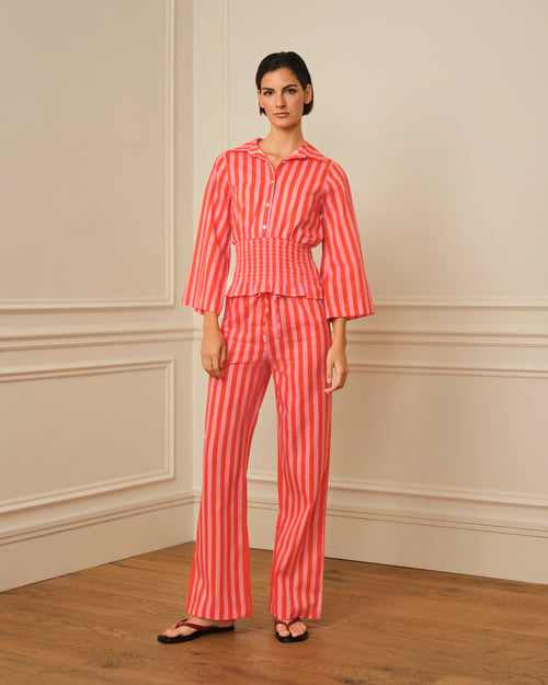 PANTALÓN DE RAYAS ROSA Y NARANJA