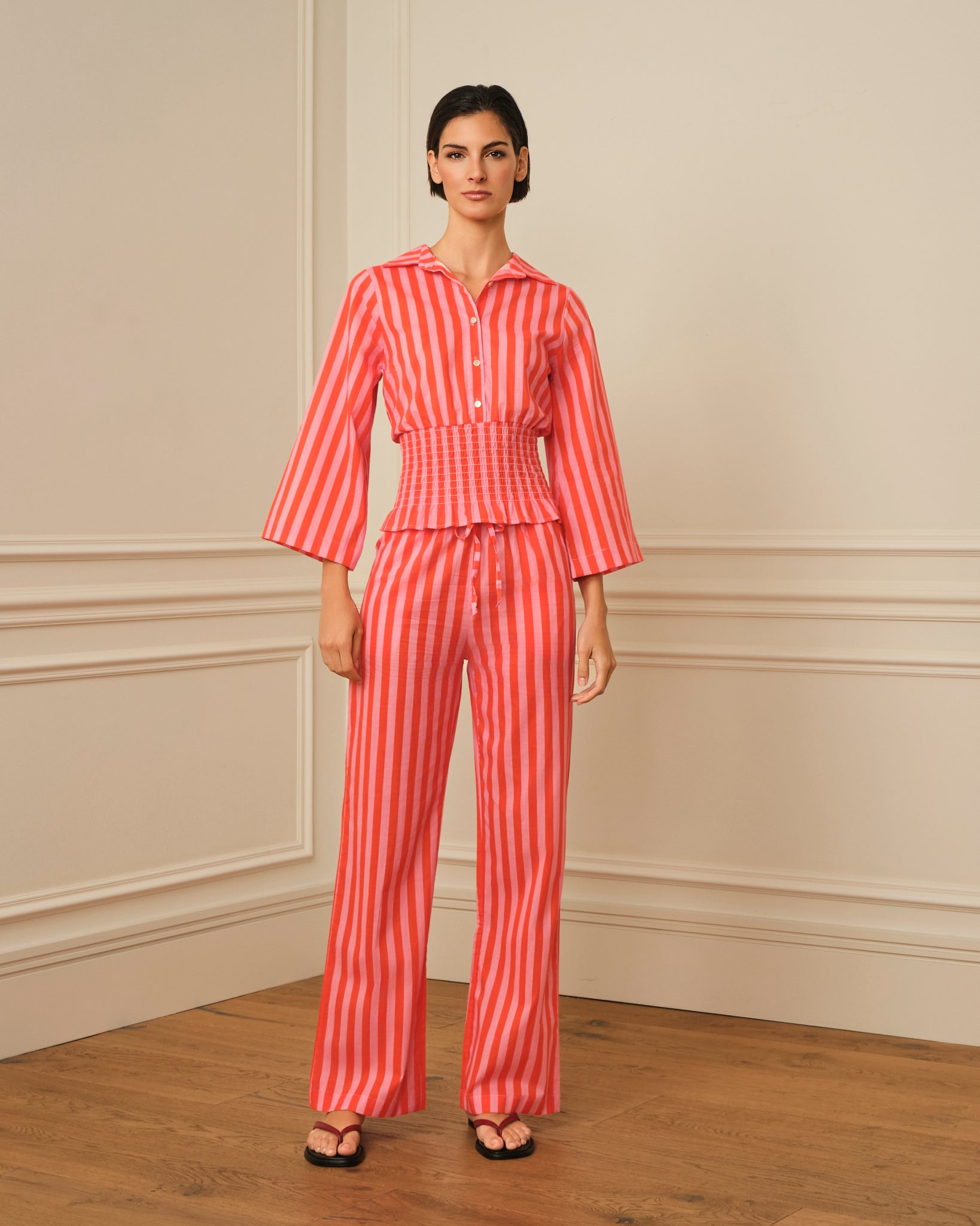 PANTALÓN DE RAYAS ROSA Y NARANJA