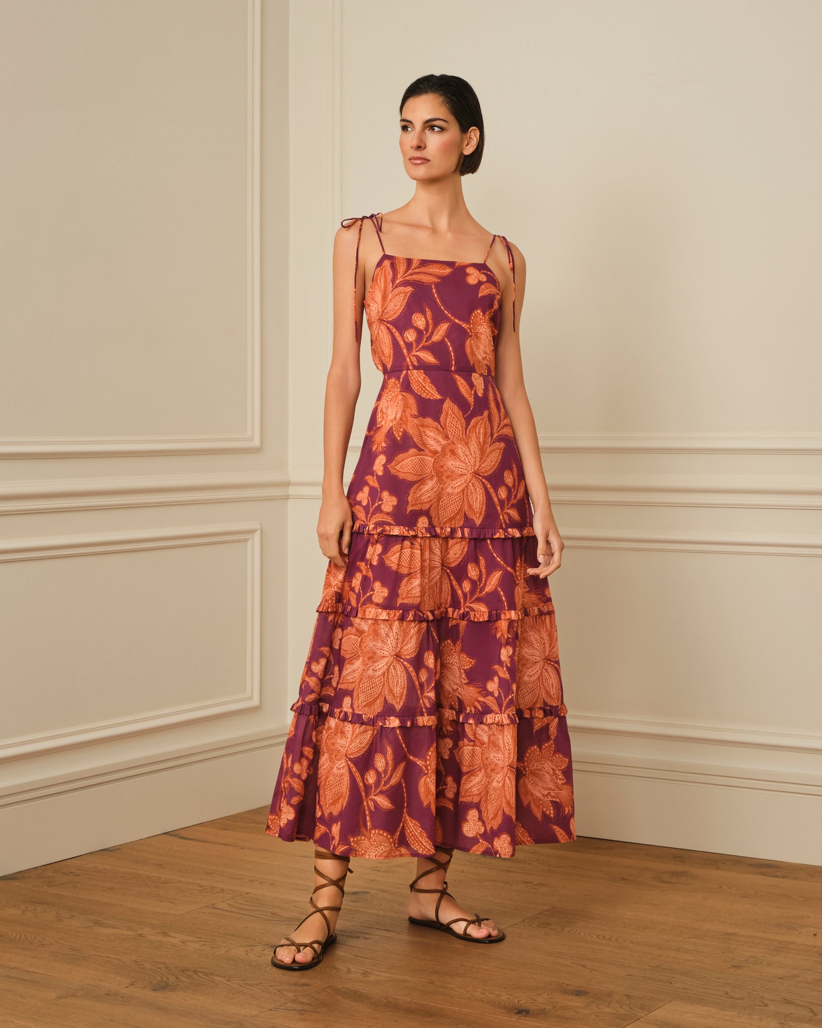 VESTIDO TIRANTES CON ESTAMPADO MORADO