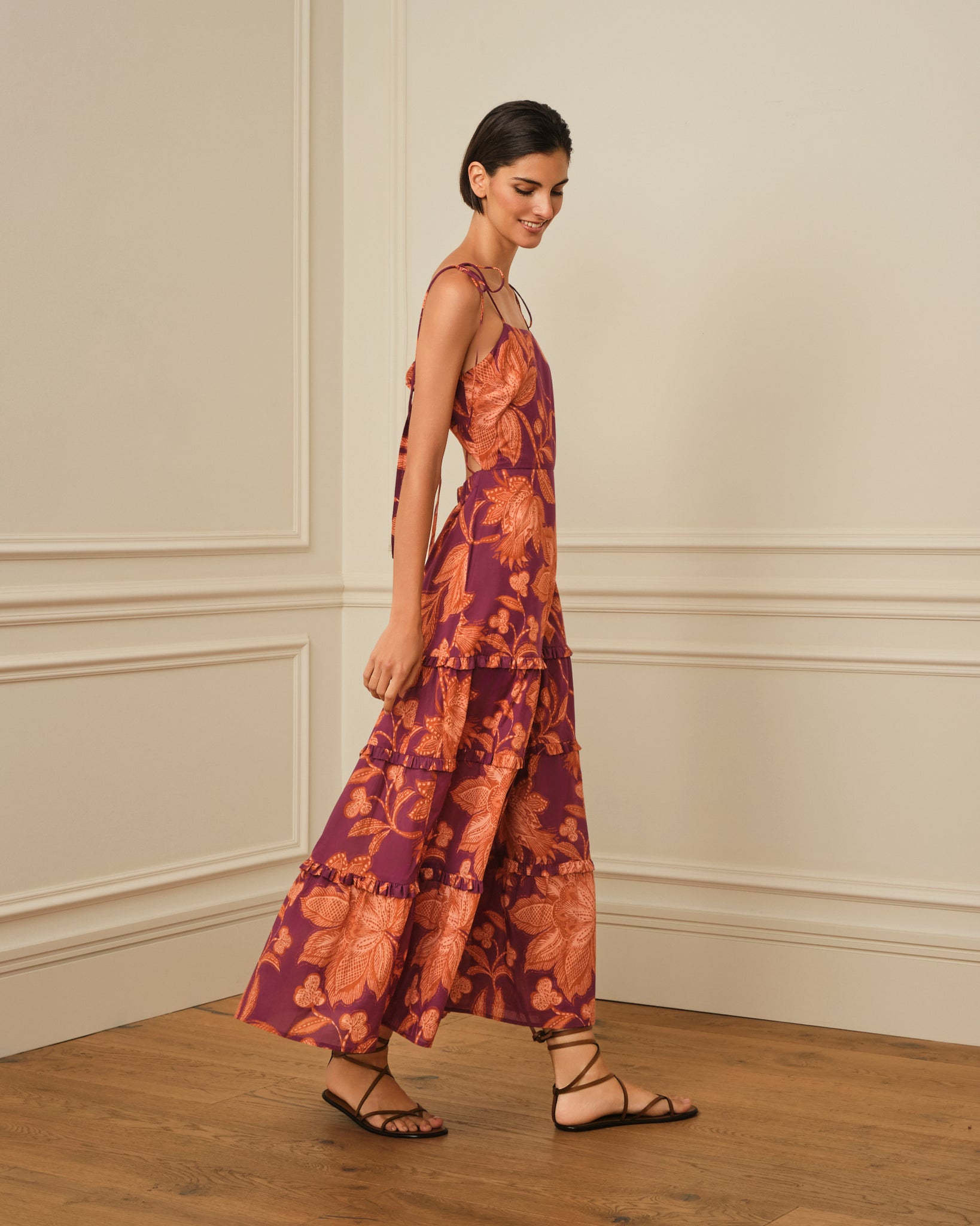 VESTIDO TIRANTES CON ESTAMPADO MORADO