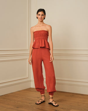PANTALÓN BOMBACHO CINTURA ELÁSTICA TERRACOTA