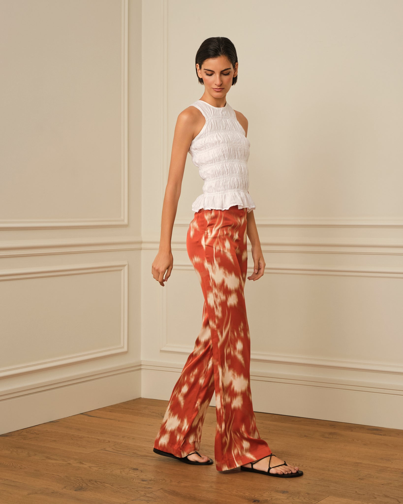 PANTALÓN SATINADO ESTAMPADO ROJO
