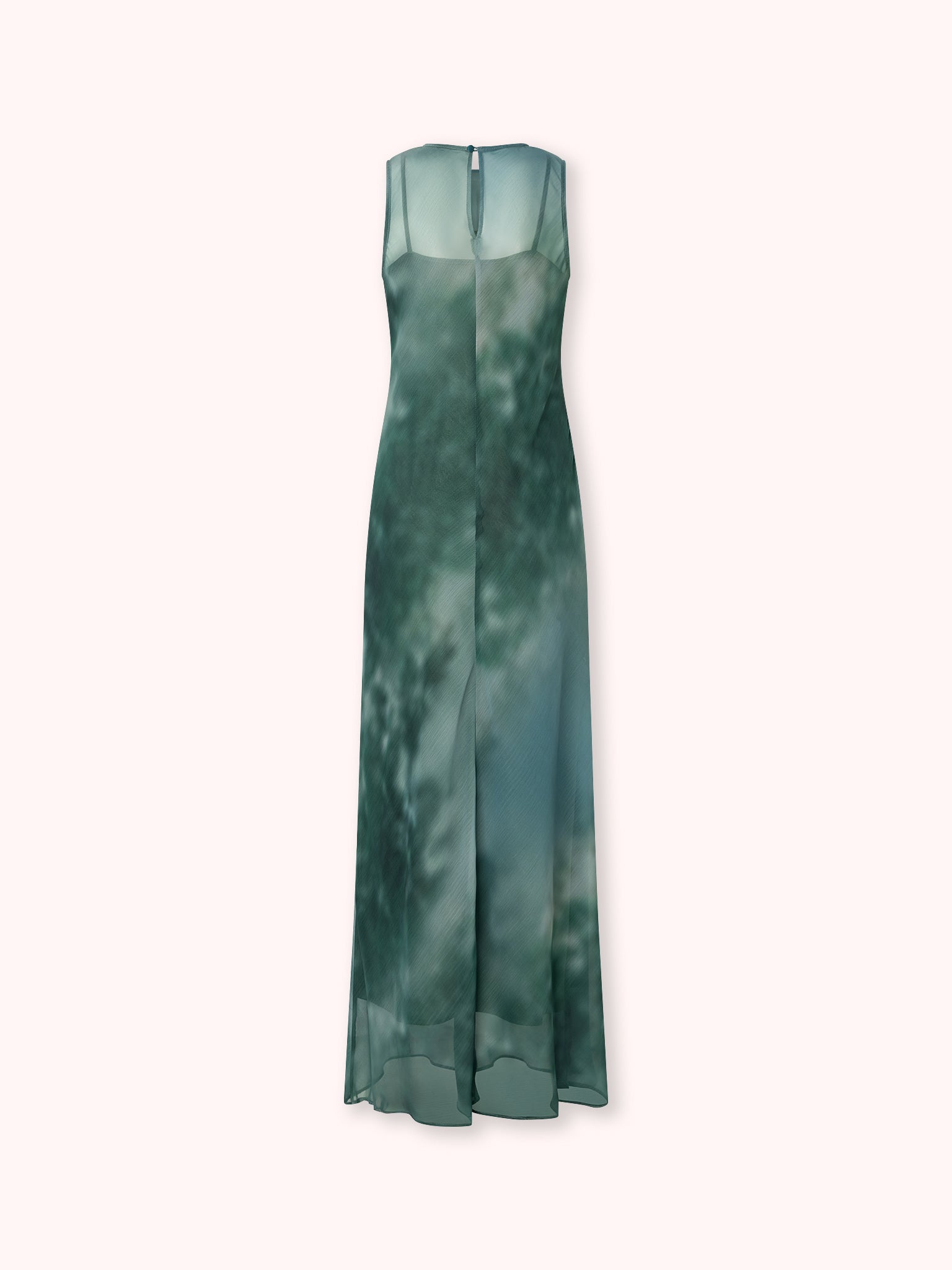 VESTIDO LARGO GASA CON ESTAMPADO VERDE