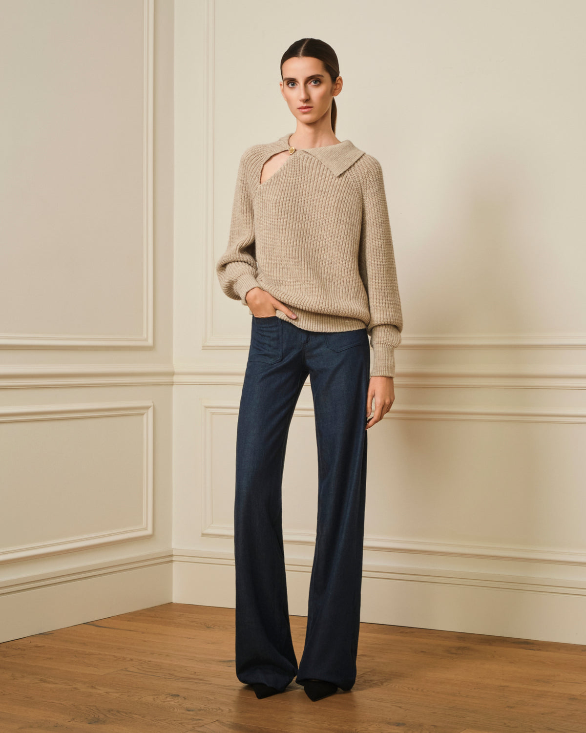 SUÉTER CUELLO POLO BOTÓN ARENA