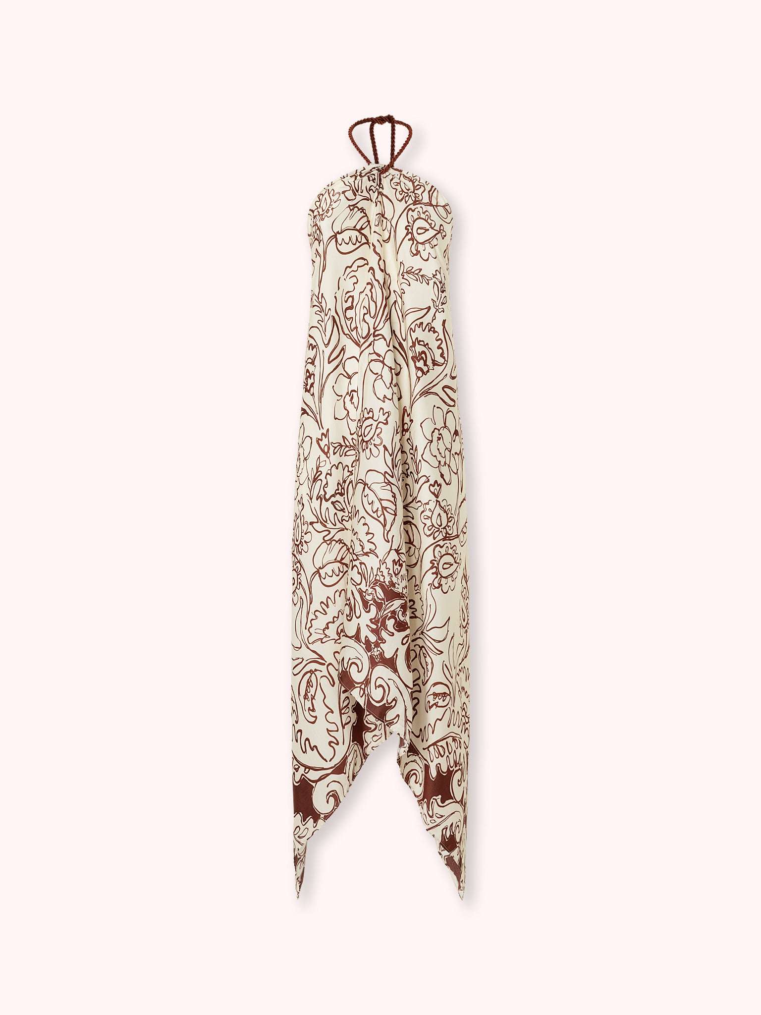 VESTIDO HALTER ASIMETRICO ESTAMPADO CRUDO