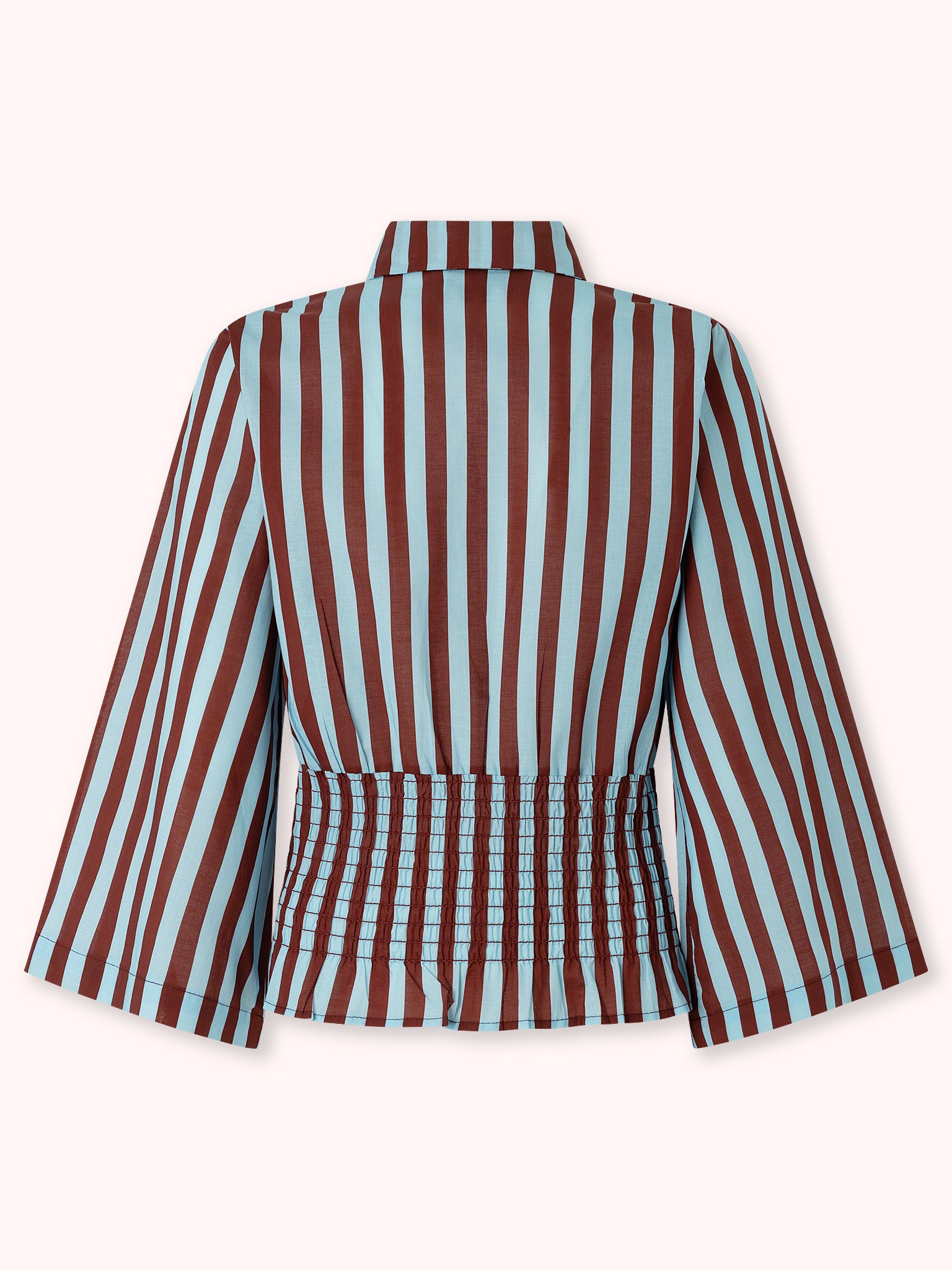 CAMISA NIDO DE ABEJA CON BURDEOS Y CELESTE