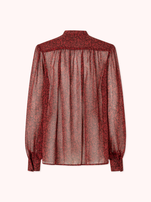 CAMISA LAZADA CON ESTAMPADO ROJO