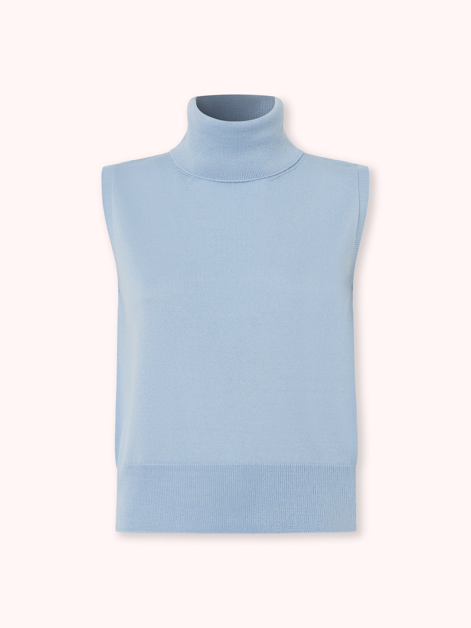 SUÉTER CUELLO CISNE SIN MANGAS AZUL CELESTE