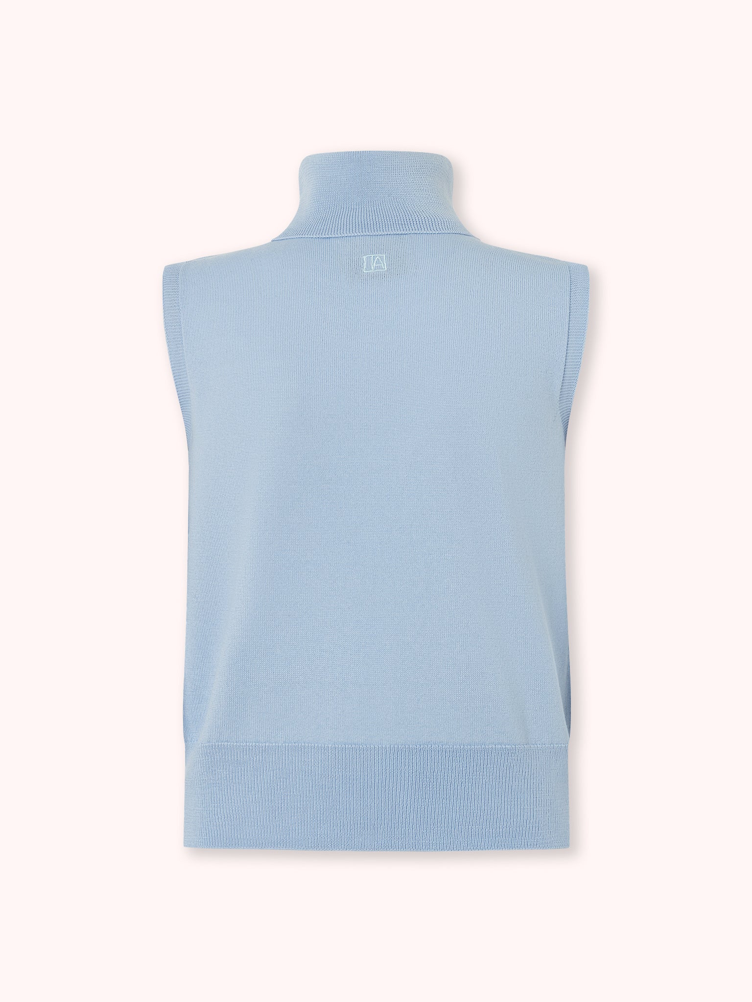 SUÉTER CUELLO CISNE SIN MANGAS AZUL CELESTE