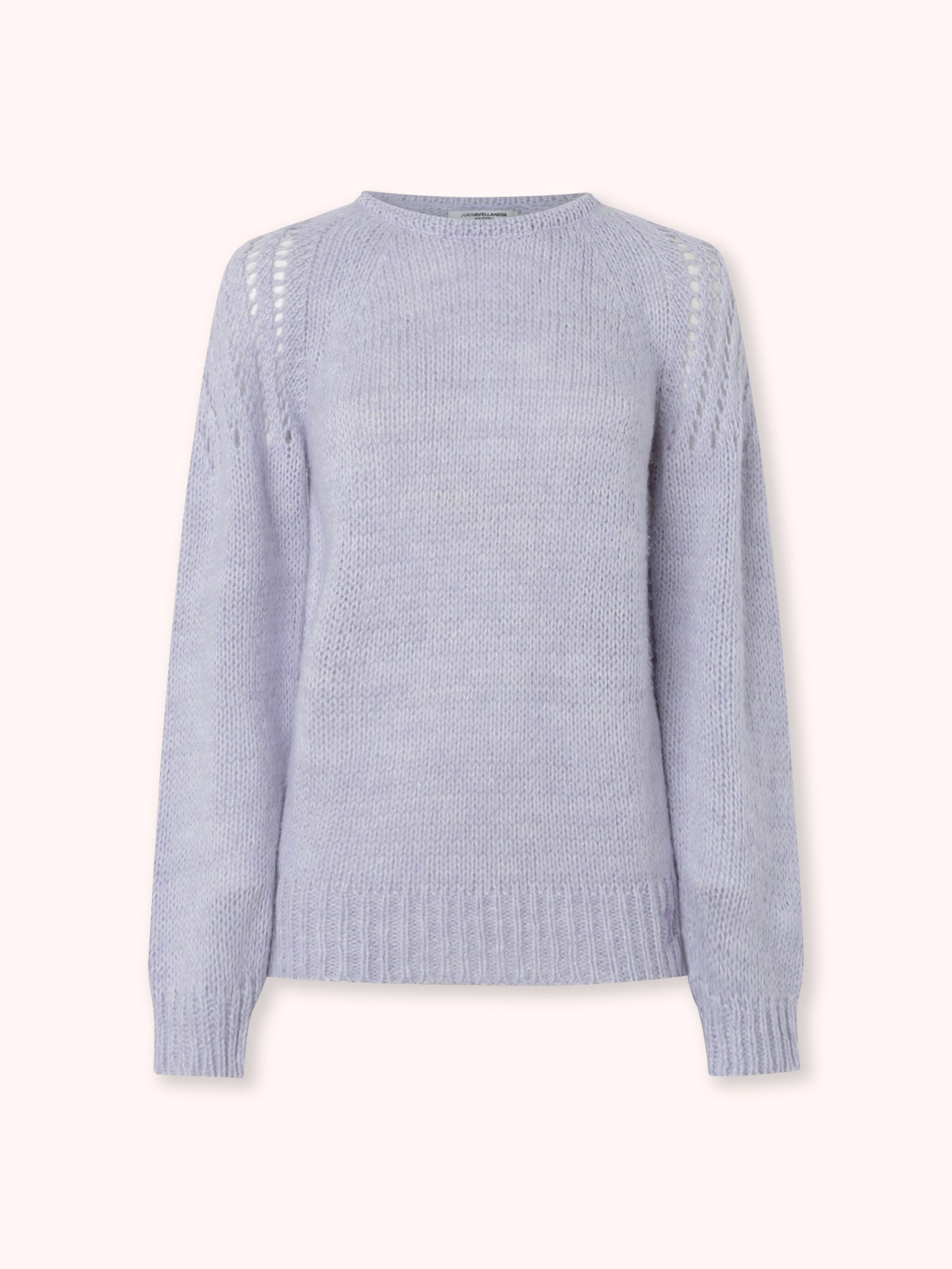 SUÉTER DE PUNTO CALADO CON CUELLO REDONDO LILA