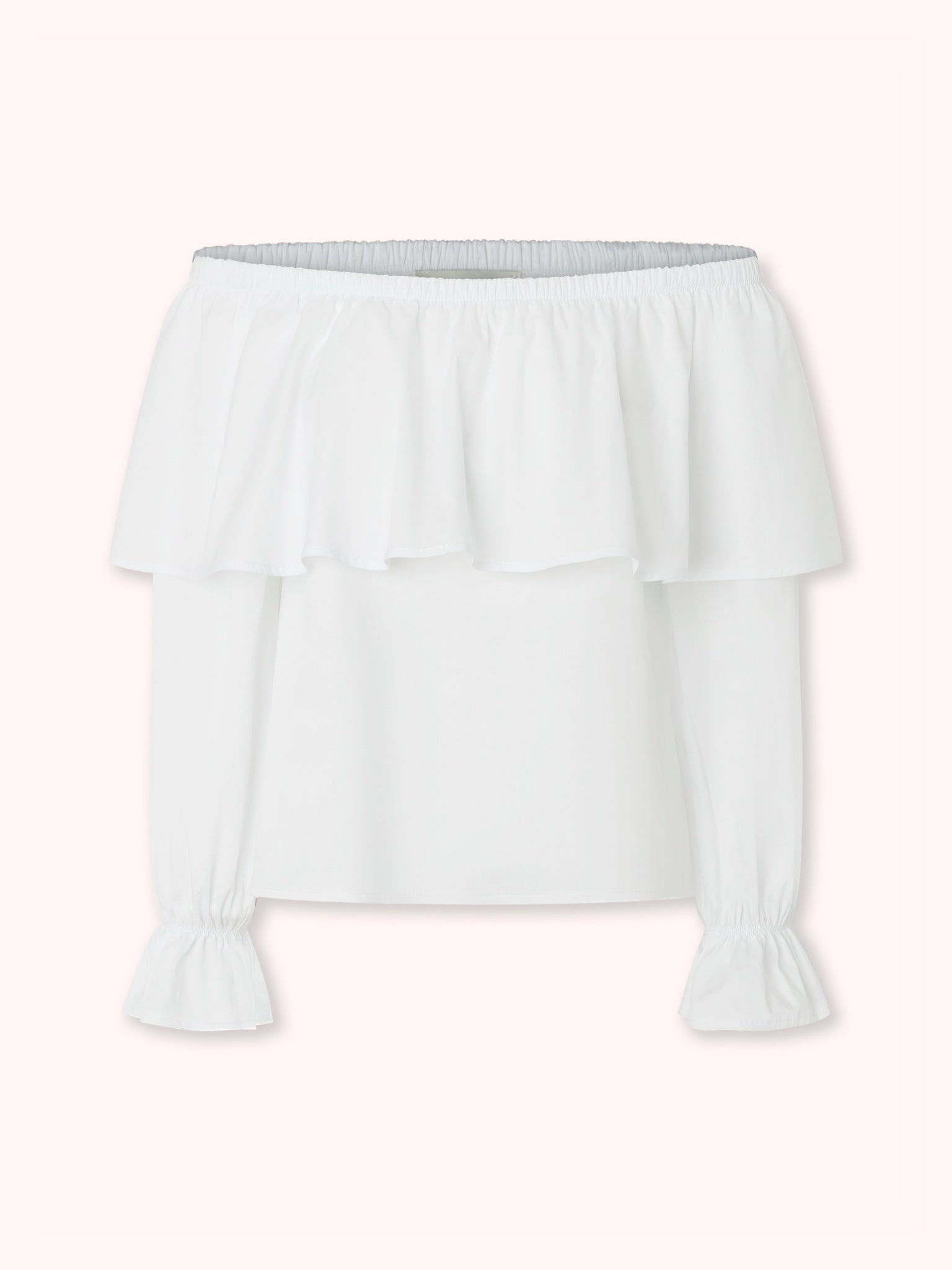 BLUSA OFF SHOULDER CON VOLANTE BLANCA