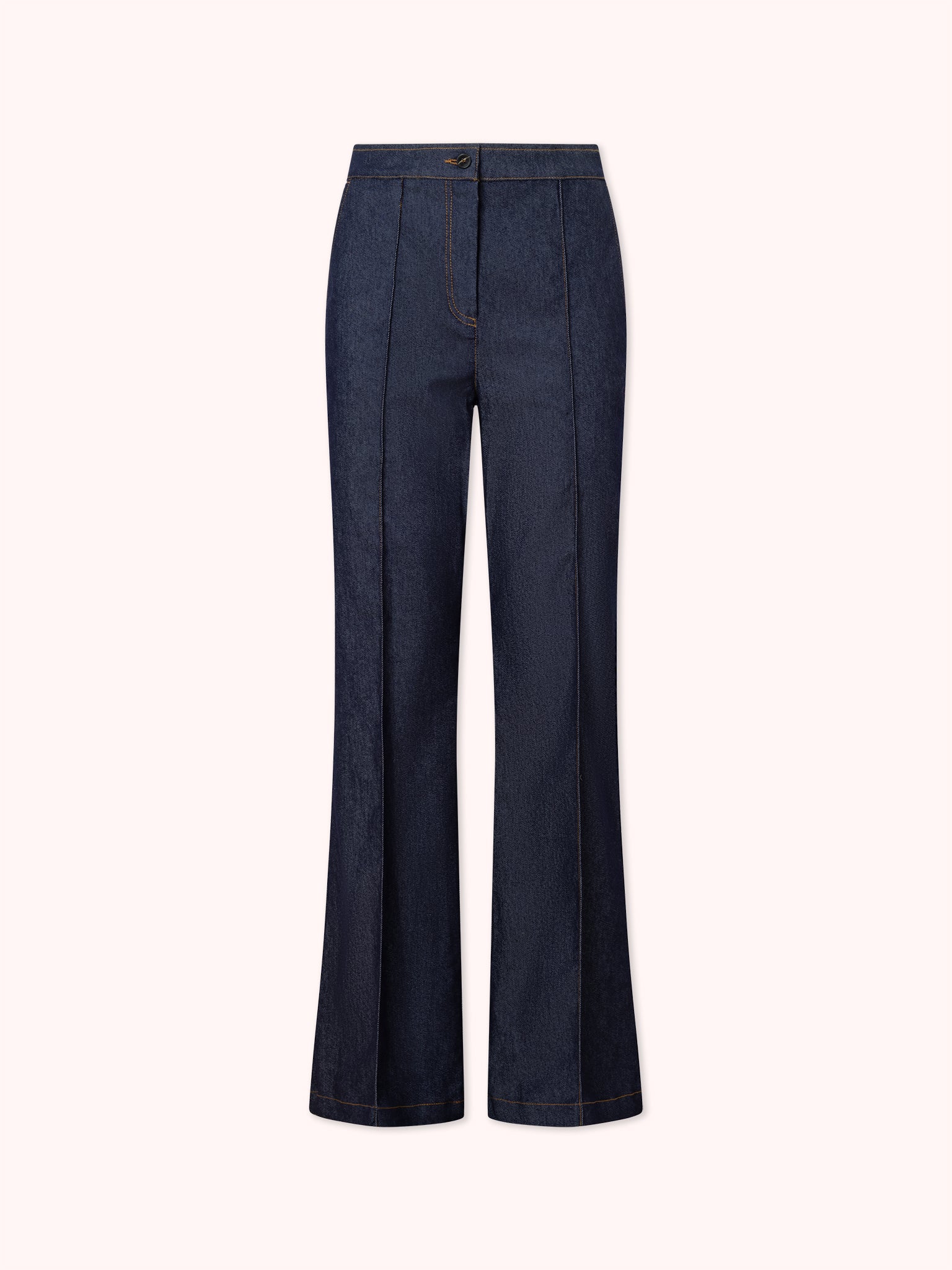 PANTALÓN FLARE CON COSTURAS VISTAS DENIM