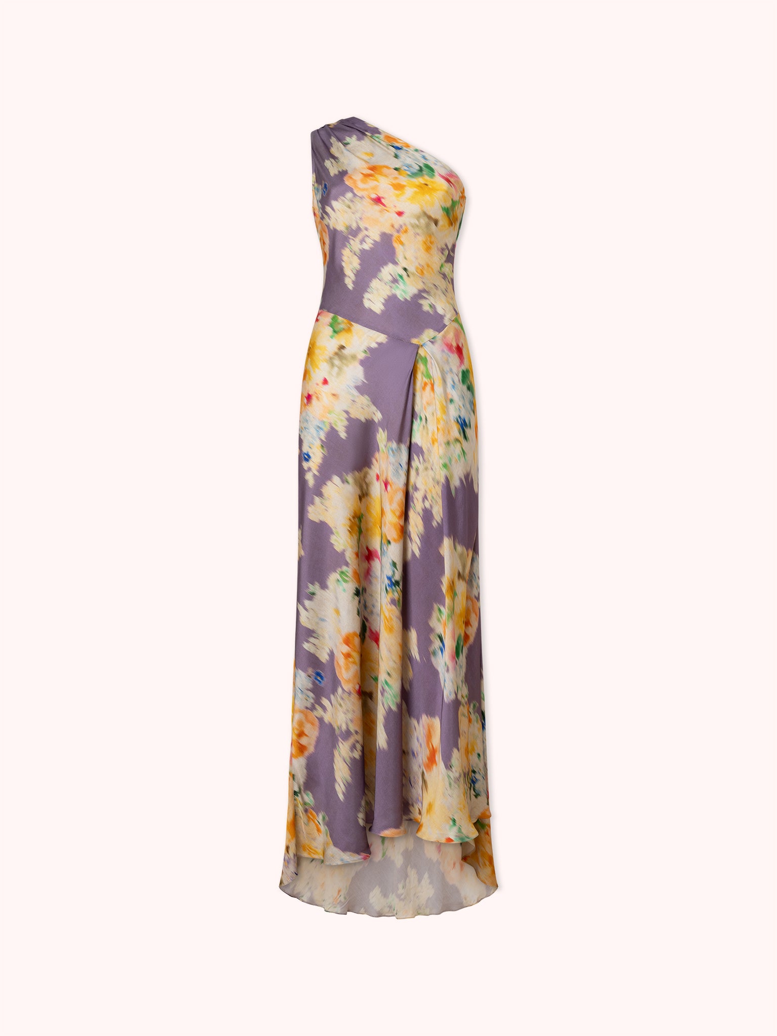 VESTIDO ASIMETRICO LILA ESTAMPADO FLORAL