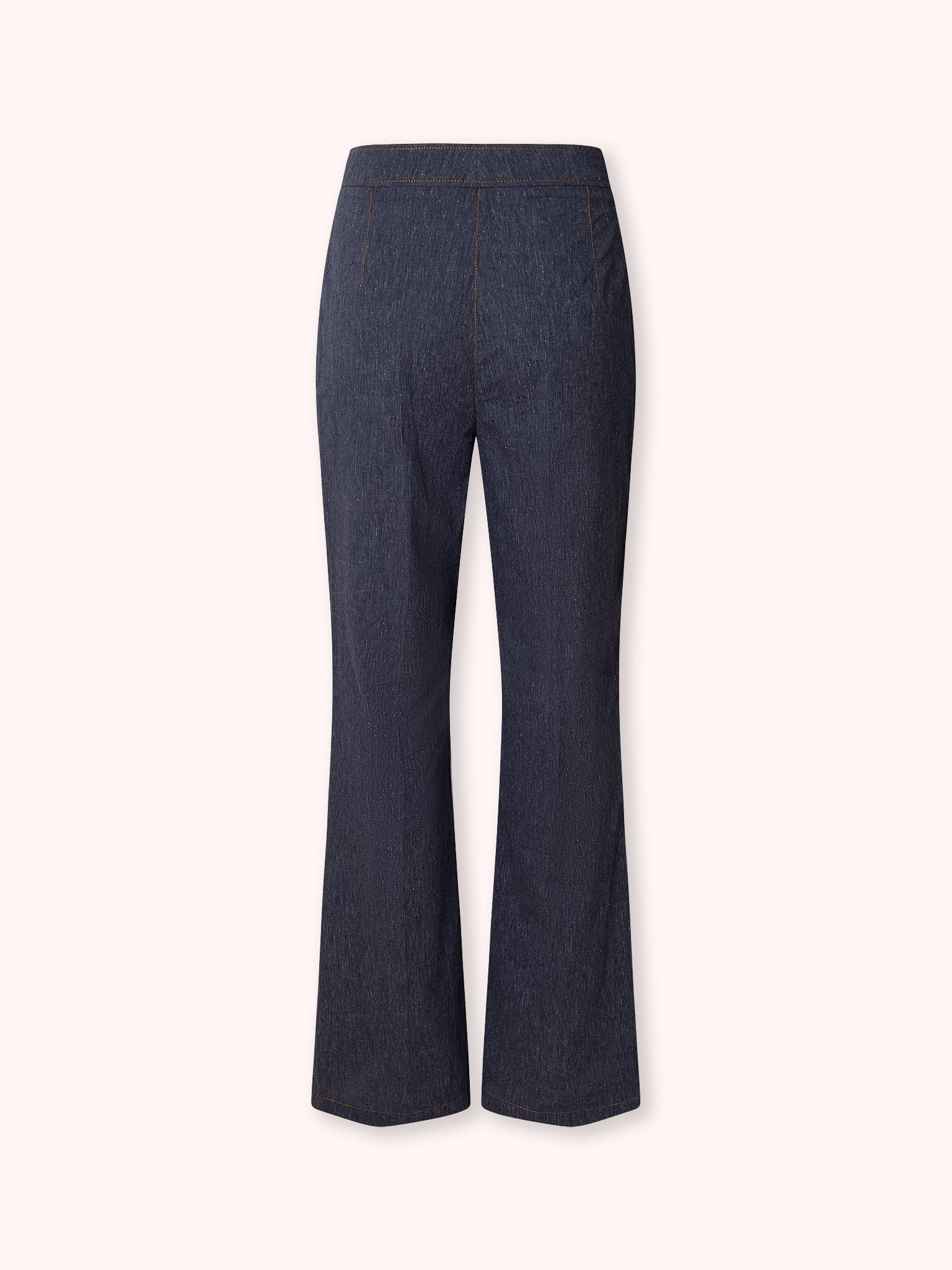 PANTALÓN FLARE CON COSTURAS VISTAS DENIM JASPEADO
