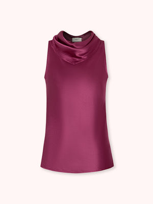 TOP SATINADO CON PAÑUELO MORADO