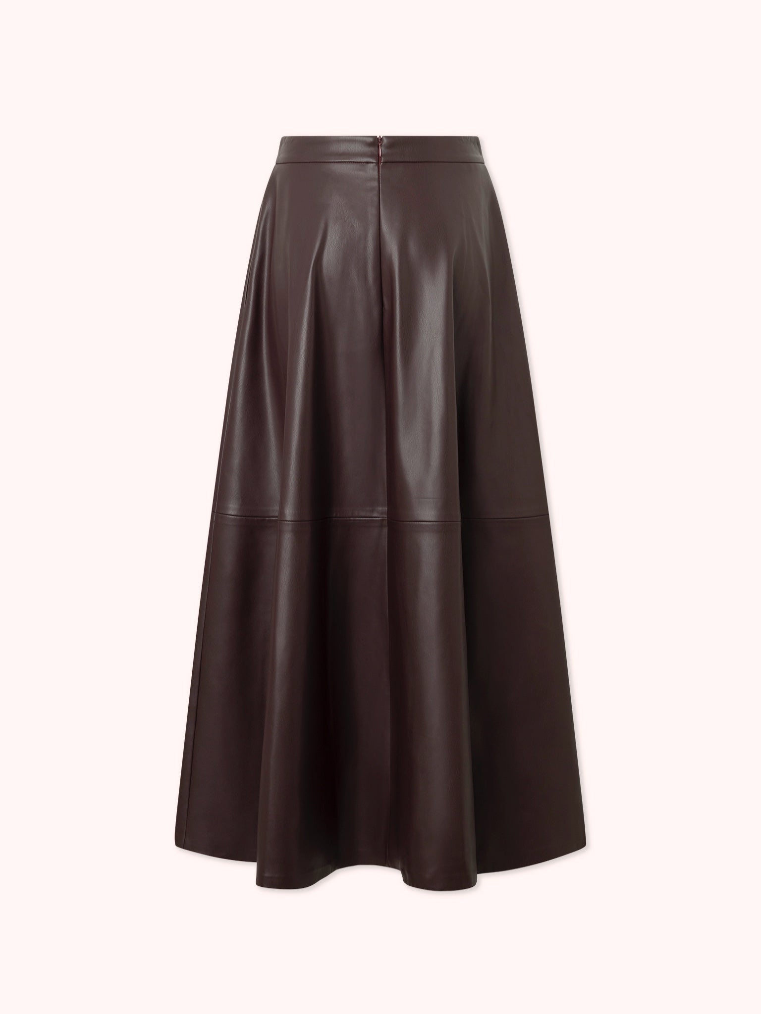 FALDA MIDI EFECTO PIEL GRANATE