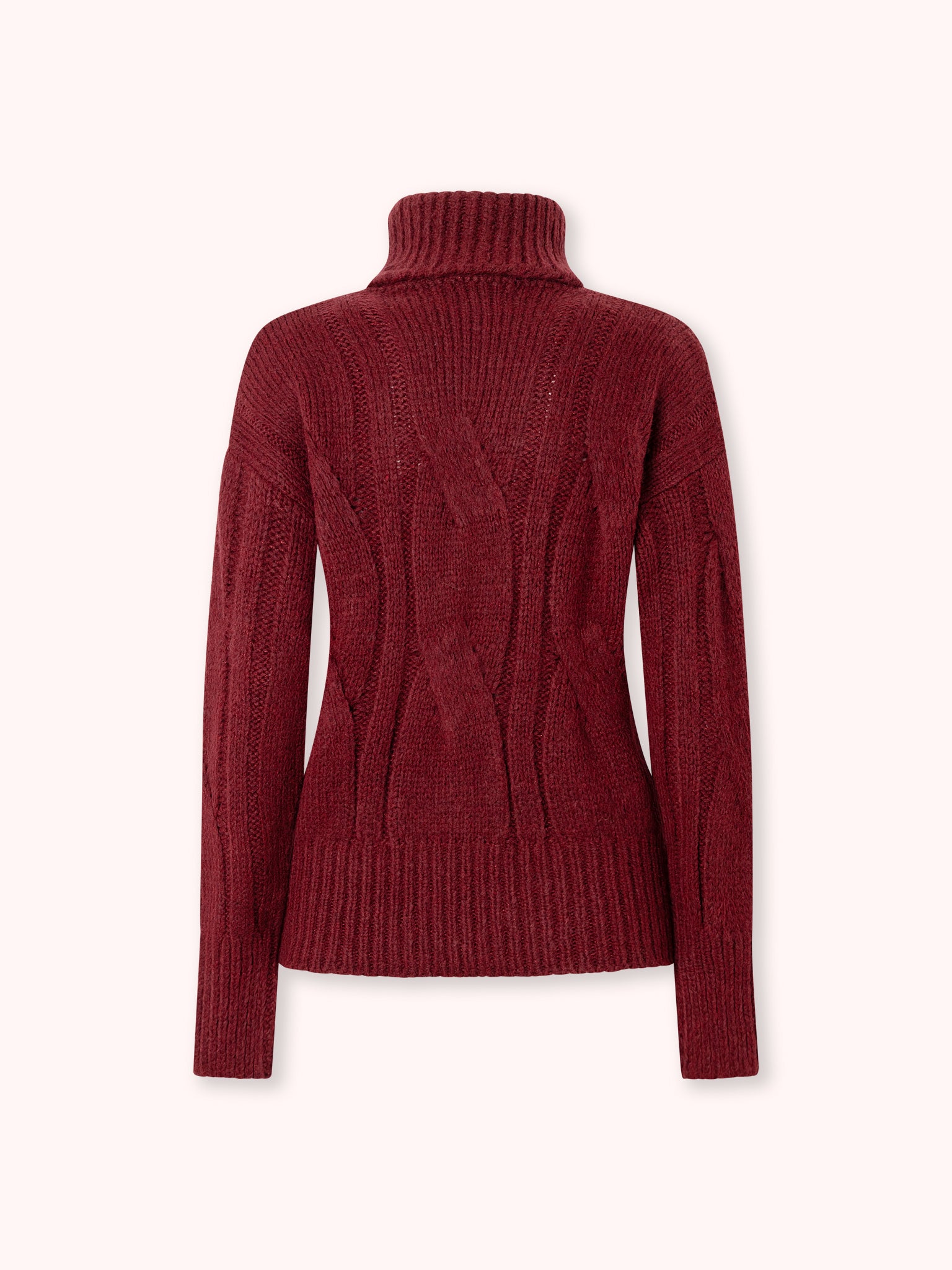 SUÉTER TRENZADO DE CUELLO ALTO GRANATE