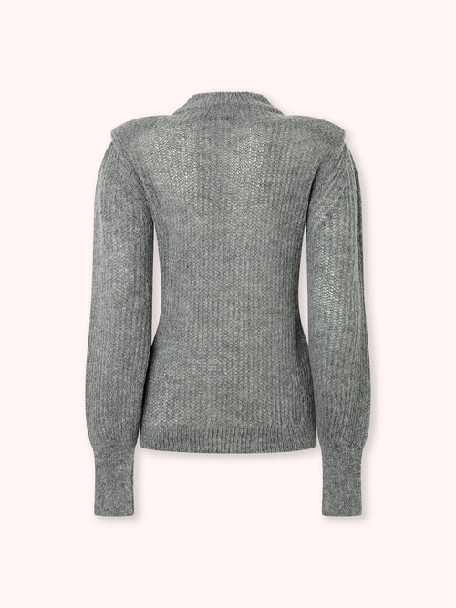 SUÉTER DE PUNTO CON CUELLO REDONDO GRIS