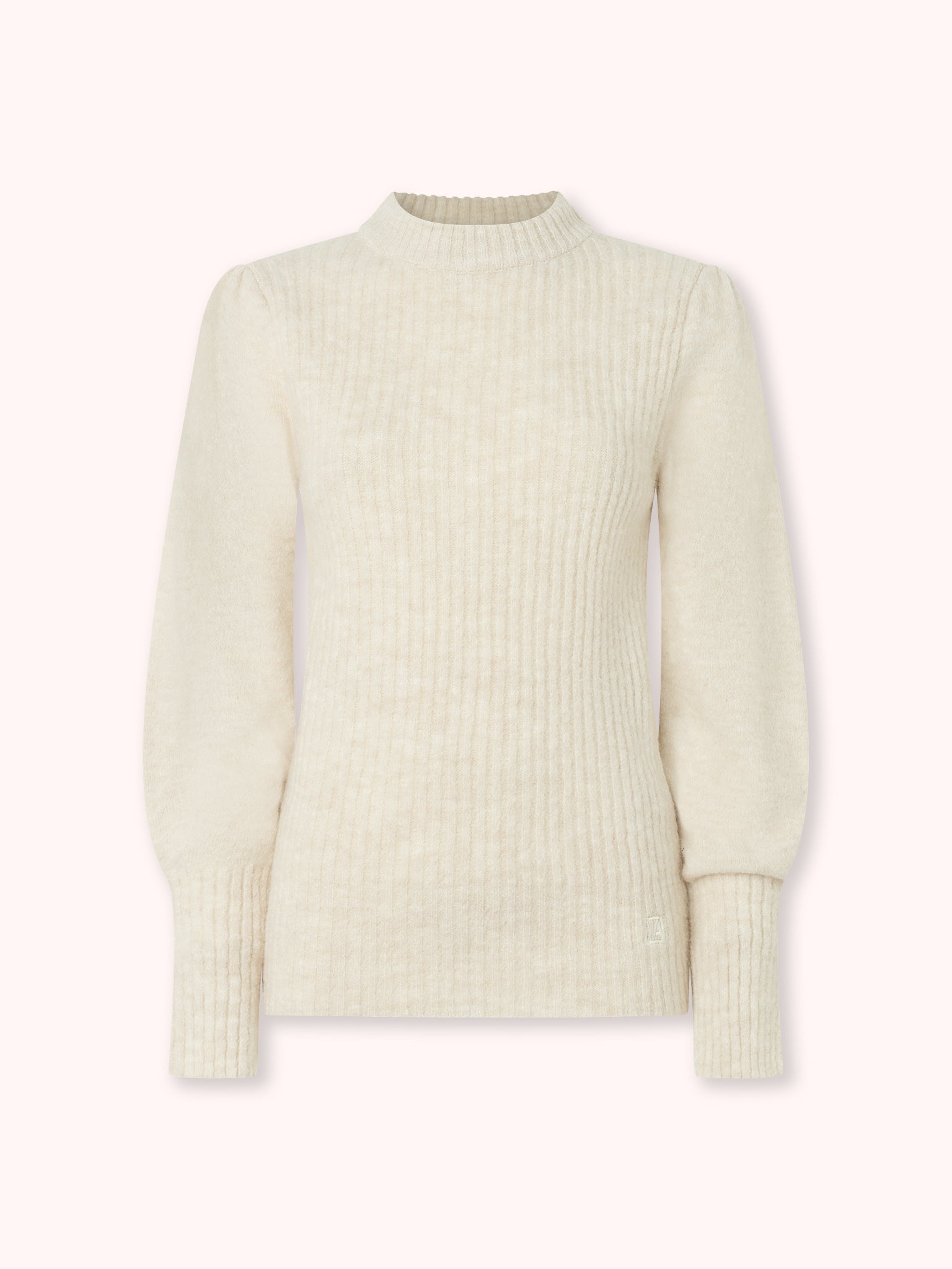 SUÉTER DE PUNTO CON MANGA ABULLONADA FRUNCIDA CRUDO