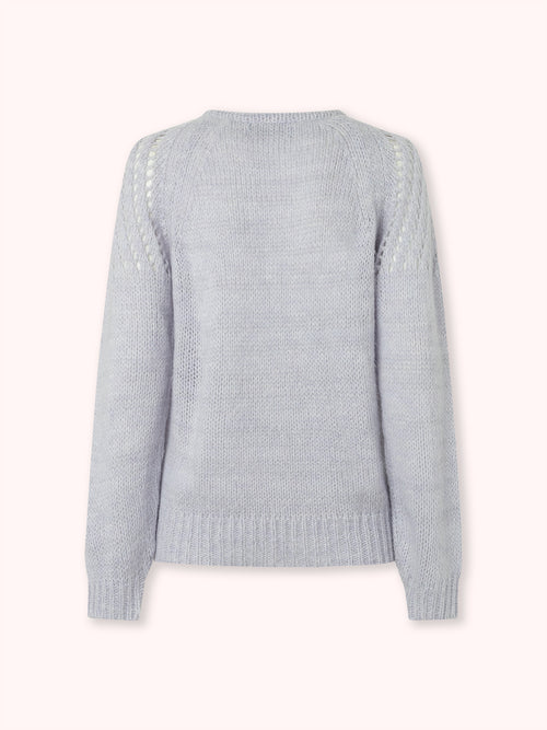 SUÉTER DE PUNTO CALADO CON CUELLO REDONDO LILA