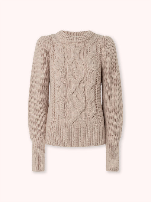 SUÉTER DE PUNTO TRENZADO CON MANGA ABULLONADA ROSA