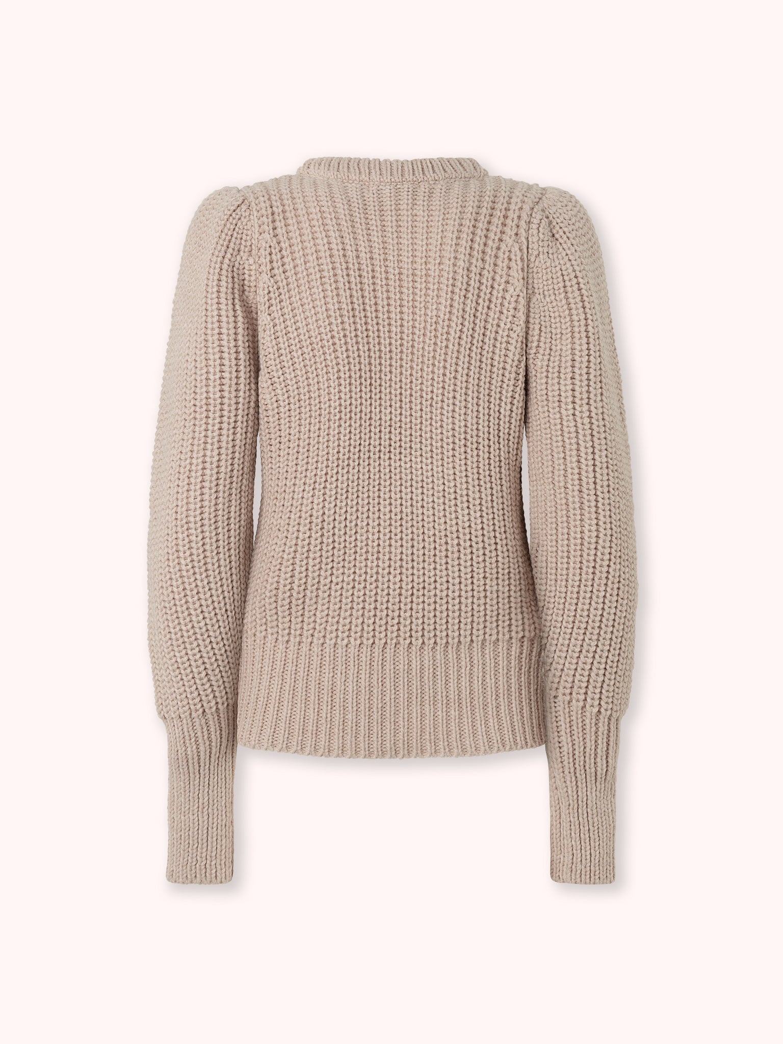 SUÉTER DE PUNTO TRENZADO CON MANGA ABULLONADA ROSA