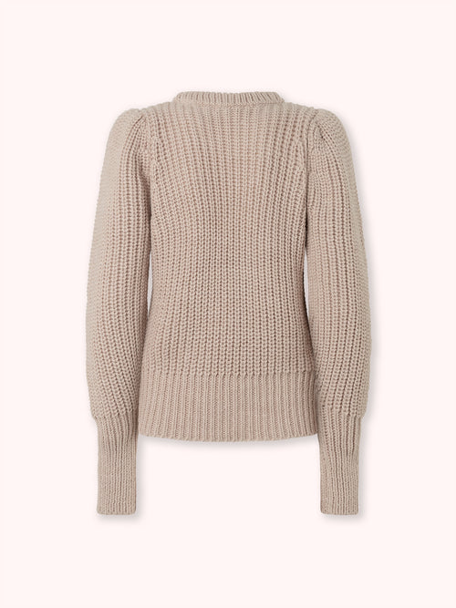 SUÉTER DE PUNTO TRENZADO CON MANGA ABULLONADA ROSA