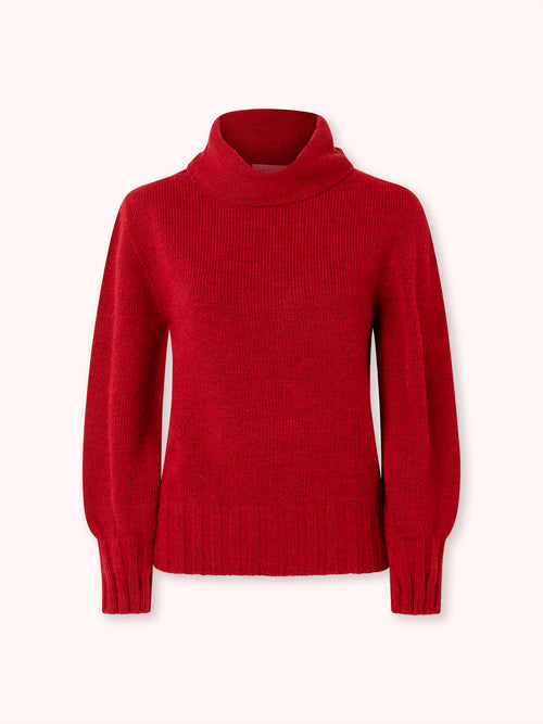 SUÉTER DE PUNTO CON CUELLO ALTO ROJO