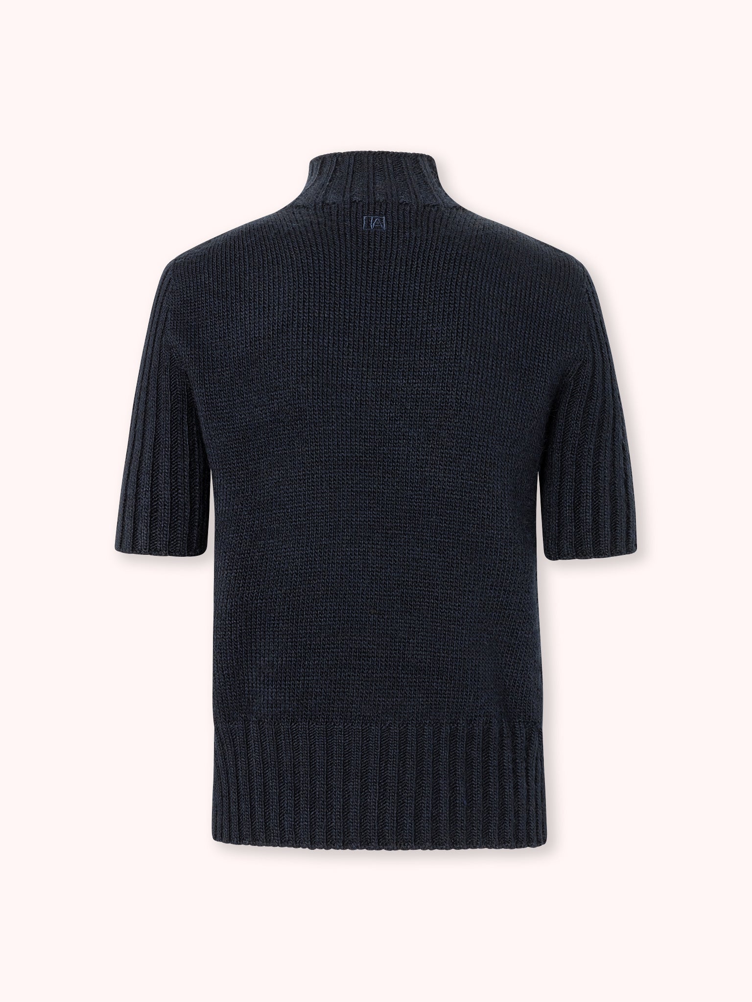 SUÉTER MANGA CORTA CON CUELLO ALTO AZUL MARINO