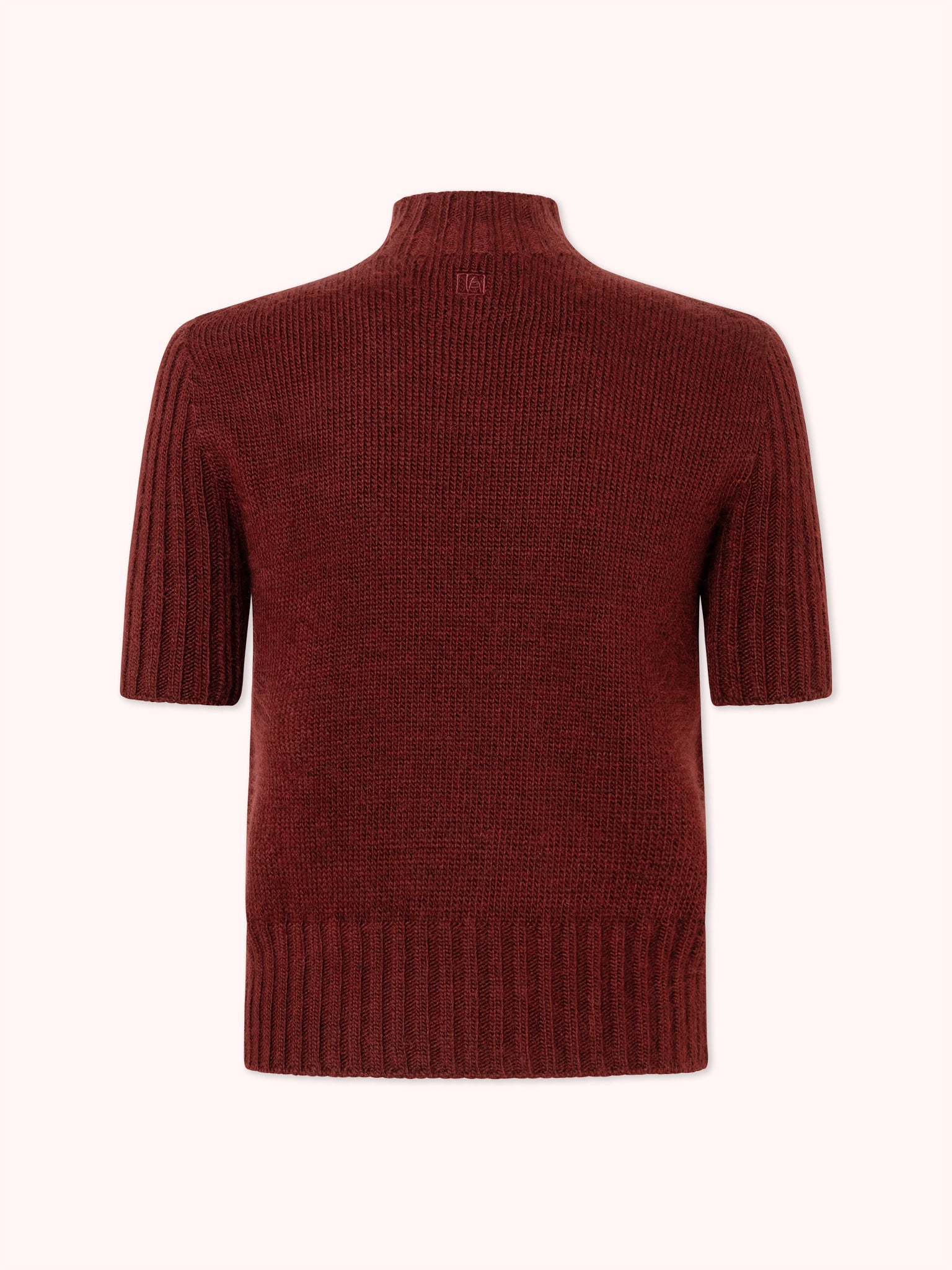 SUÉTER MANGA CORTA CON CUELLO ALTO GRANATE