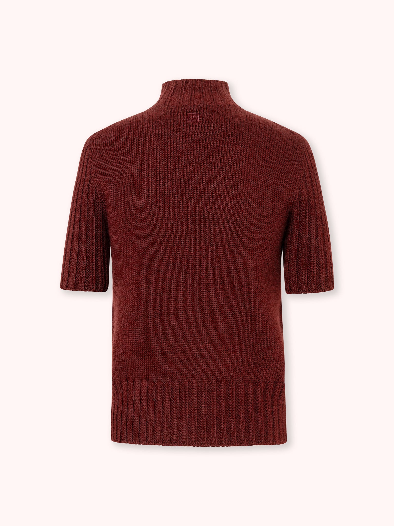 SUÉTER MANGA CORTA CON CUELLO ALTO GRANATE