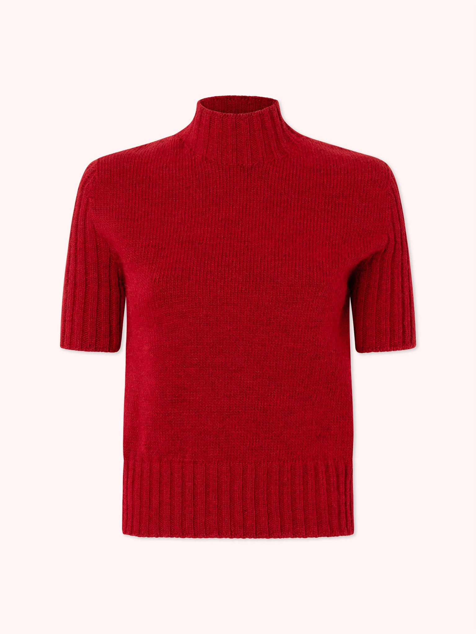 SUÉTER MANGA CORTA CON CUELLO ALTO ROJO