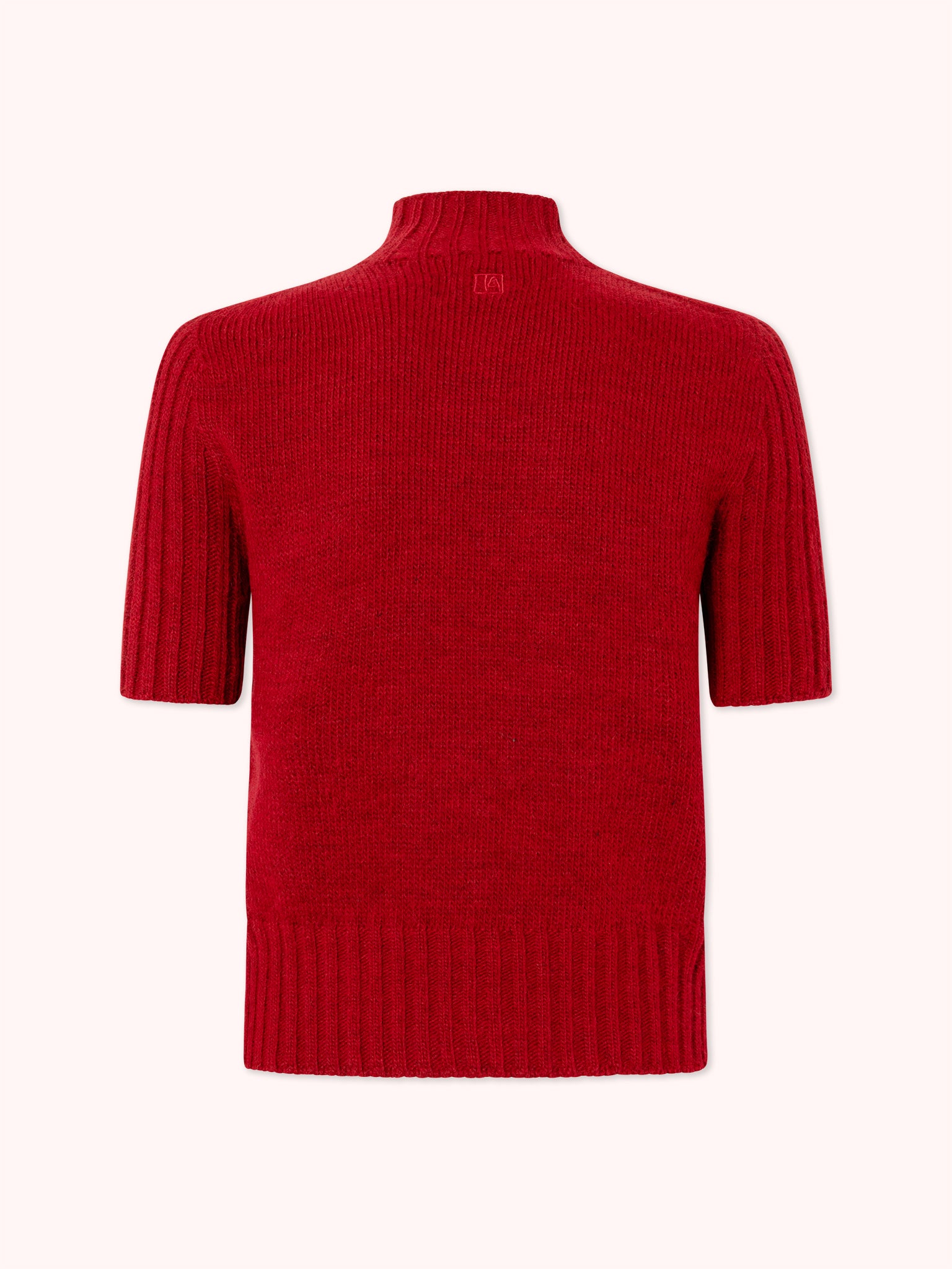 SUÉTER MANGA CORTA CON CUELLO ALTO ROJO