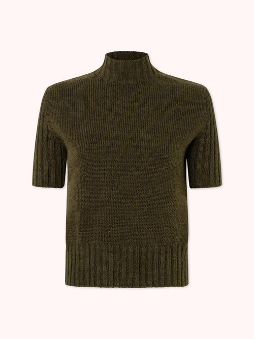 SUÉTER MANGA CORTA CON CUELLO ALTO VERDE