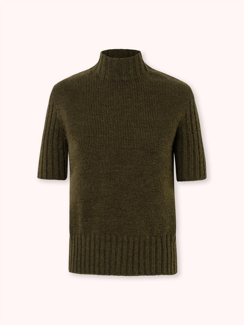 SUÉTER MANGA CORTA CON CUELLO ALTO VERDE